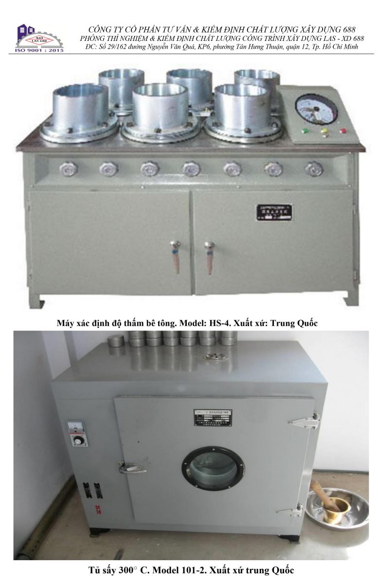 CÔNG TY CỔ PHẦN TƯ VẤN VÀ KIỂM ĐỊNH CHẤT LƯỢNG XÂY DỰNG 688 THIẾT BỊ CHUYÊN DÙNG