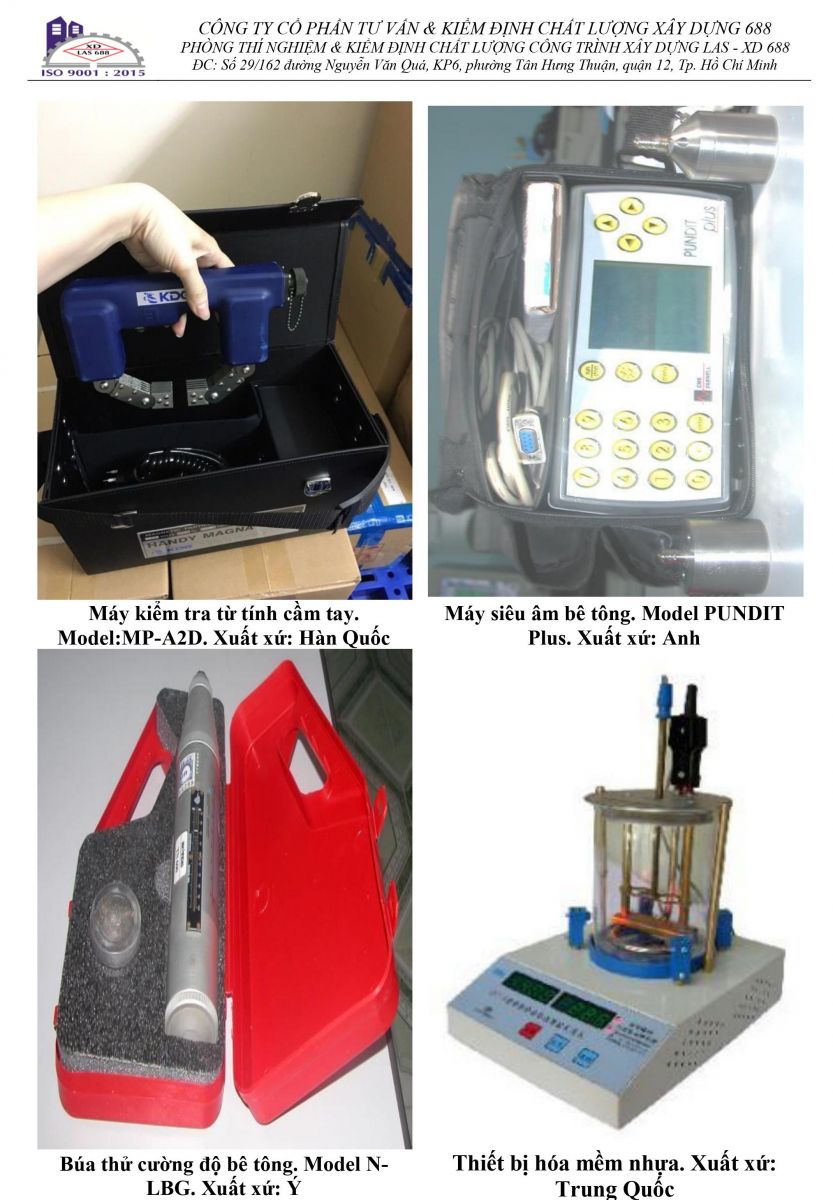 CÔNG TY CỔ PHẦN TƯ VẤN VÀ KIỂM ĐỊNH CHẤT LƯỢNG XÂY DỰNG 688 THIẾT BỊ CHUYÊN DÙNG