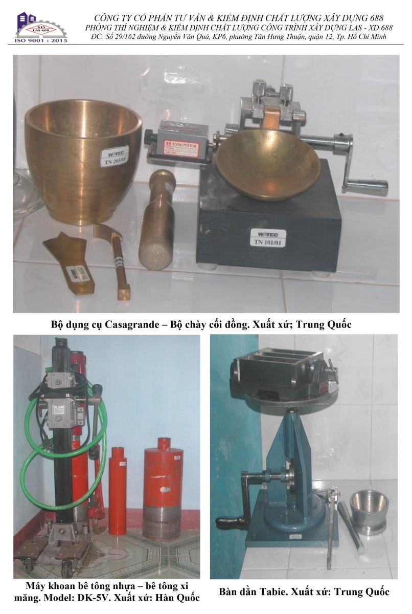 CÔNG TY CỔ PHẦN TƯ VẤN VÀ KIỂM ĐỊNH CHẤT LƯỢNG XÂY DỰNG 688 THIẾT BỊ CHUYÊN DÙNG